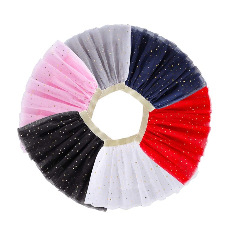 Tortoise & Rabbit Toddlers Girls Sparkle Tulle Tutu Skirt with Sequins Stars Moon Sun (White, 1-2years) - Image 5